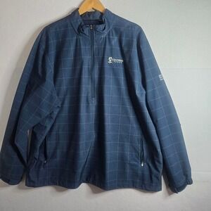 Edgewood Golf Windbreaker Ahead Mens XXL Navy Blue Windowpane 1/4 Zip Pullover